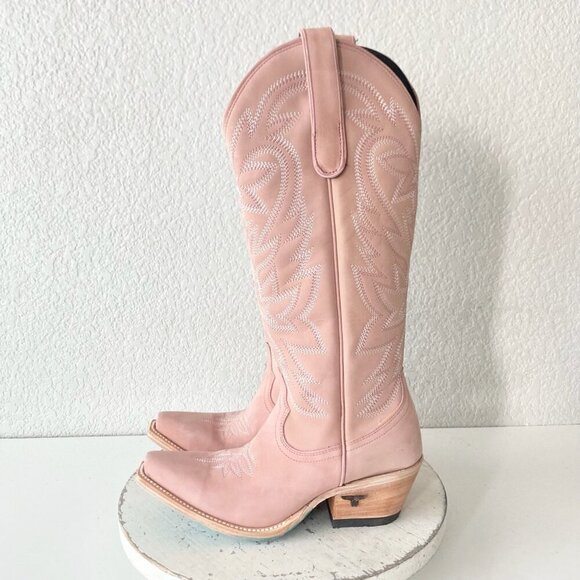 Lane SMOKESHOW Womens Cowboy Boots 6 Pink Leather Western Cowgirl Mid Calf Tall - Picture 4 of 11